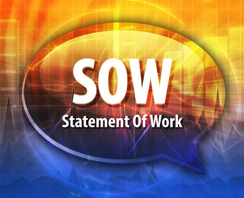 Expanding from Staffing to SOW: Strategic Growth Opportunities for Tech Staffing Firms 1 Colorful abstract background with a speech bubble displaying bold white text, SOW Statement Of Work. The design features vibrant orange, yellow, and blue gradients with subtle chart graphics, highlighting the importance of your SOW.